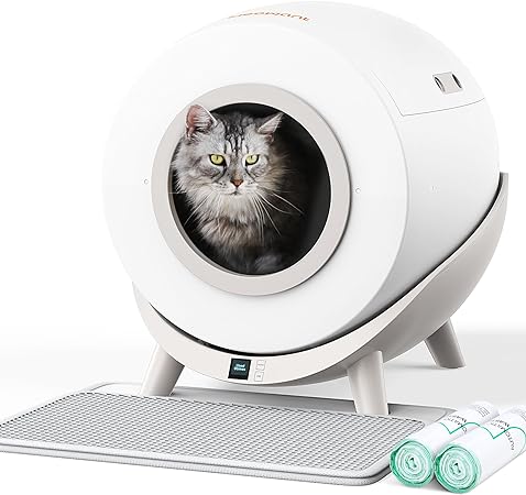 MeoWant Self Cleaning Cat Litter Box, 80L 14L Extra Large Automatic Cat Litter Box for Multiplies Cats with Smart App Control/Safety Protection/2.4G WiFi/Odor Isolation,Includes Garbage Bags& Mat