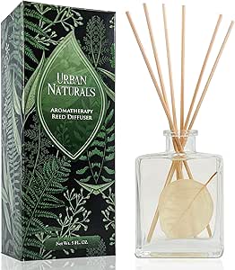 Urban Naturals Winter Eucalyptus Reed Diffuser Gift Set – Crisp Eucalyptus, Mint, Spruce, Cedar, Amber, Virginian Cedarwood – Sleek Rectangular Refillable Glass Bottle – Made in The USA