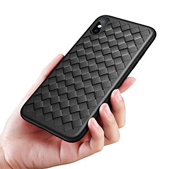 iPhone X Case, Weave Protective Case, Grid Shell for Apple iPhone X, Shockproof Guard TPU Case for iPhone 10, With Thermal Dissipation Facilitated, Stylish Frosted Polish Texture by Ainope (Black)