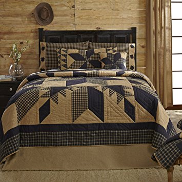 Dakota Star Primitive Country Patchwork King Quilt 105" x 95" by Ashton & Willow, VHC Brands
