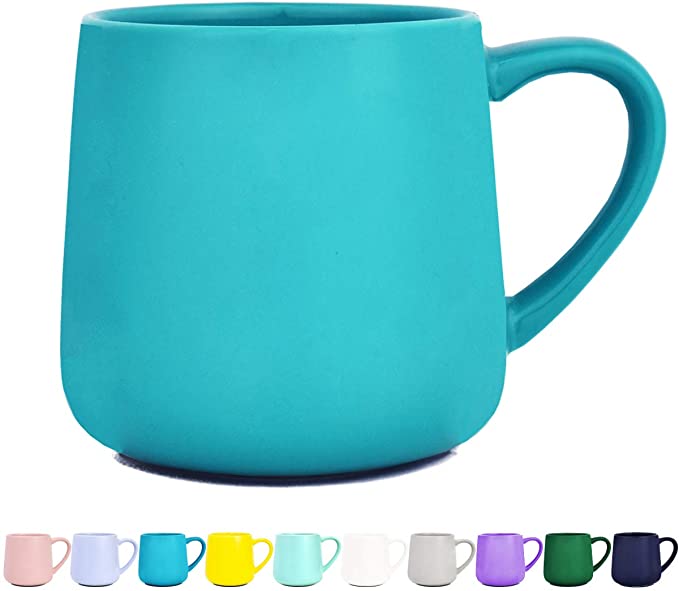 Bosmarlin Glossy Ceramic Coffee Mug, Tea Cup for Office and Home, 18 oz, Suitable for Dishwasher and Microwave, 1 Pack (Aquamarine)