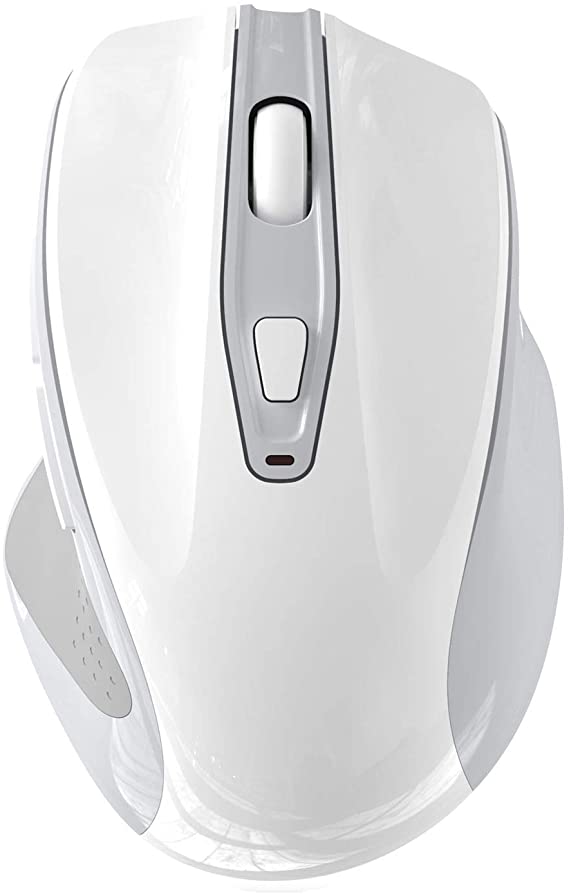 QIJIAYI Computer Wireless Mouse, 2.4G Noiseless Portable USB Mouse Ergonomic Mouse- Fit Your Hand Nicely, 3 Adjustable DPI Levels, Designed for Notebook, PC, Laptop, Computer (White)