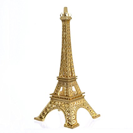 Eiffel Tower Decor,JoyFamily 7Inch (18cm) Metal Paris Eiffel Tower Statue Figurine Replica Drawing Room Table Decor Jewelry Stand Holder for Cake Topper,Gifts,Party And Home Decoration (Gold)
