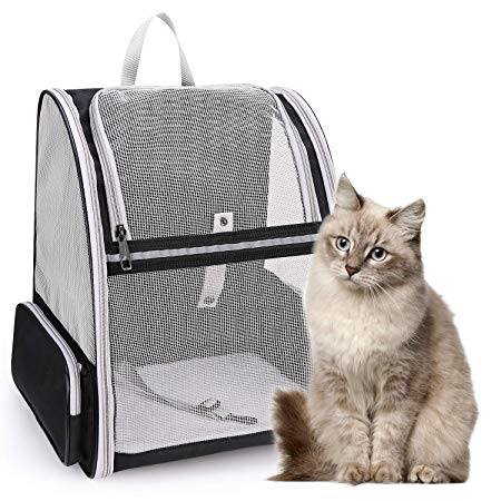 Lollimeow Pet Carrier Backpack for Dogs and Cats,Puppies,Fully Ventilated Mesh,Airline Approved,Designed for Travel, Hiking, Walking & Outdoor Use