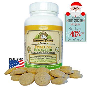 Dog Immune System Boosters–Immunity Boost Supplements For Dogs/Cats –Health Support Chewable Treats System For Your Pets|Coat & Health Maintenance–All Natural Immunity Boosters By Makondo Pets