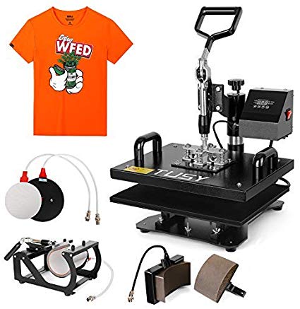 TUSY 5 in 1 Heat Press Machine Industrial Multifunction Professional Digital Transfer Sublimation Heat Press Machine for Hat/Cap/Mug/Plate/T-Shirt