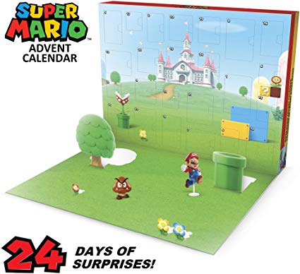 Nintendo Advent Calendar Super Mario Christmas Holiday Calendar with 17 Articulated 2.5” Action Figures & 7 Accessories, 24 Day Surprise Countdown with Pop-Up Environment [Amazon Exclusive]