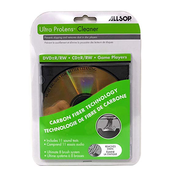 Laser Lens Cleaner for DVD CD Players Game Players with Eight Brush Carbon System from Allsop