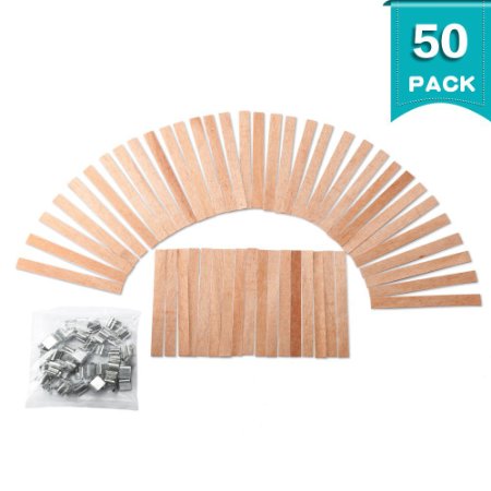 Caydo 50 Pieces 5-inch Wood Candle Wicks for Candle Making