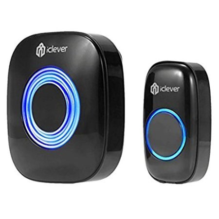 iClever HI-925-B Wireless Doorbell with Battery for Receiver, Black