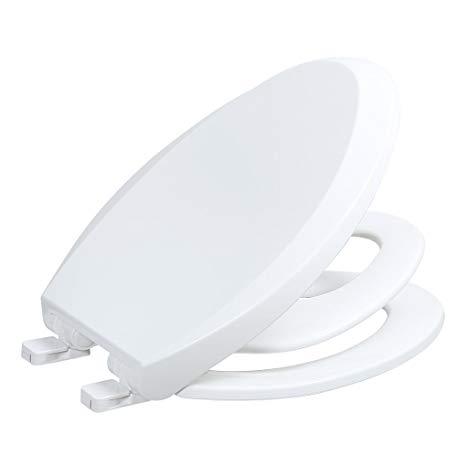Elongated Toilet Seats with Built-in Potty Training Seat, Fits both Adult and Child, Slow Close, Anti-bacterial Plastic, White