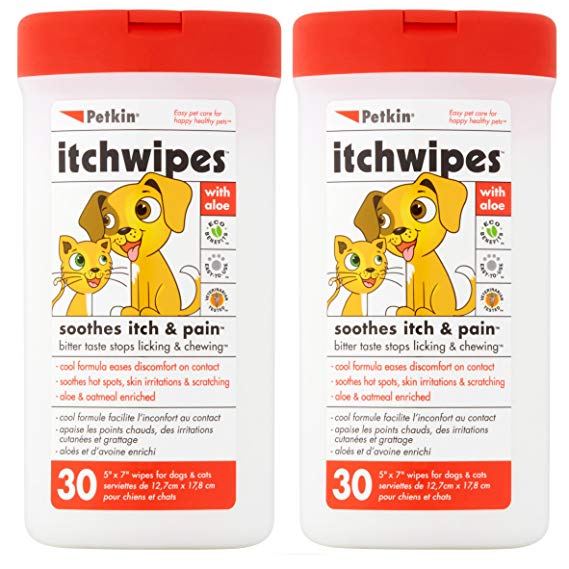 Petkin Itchwipes 2 Pack of 30 wipes for Cats & Dogs