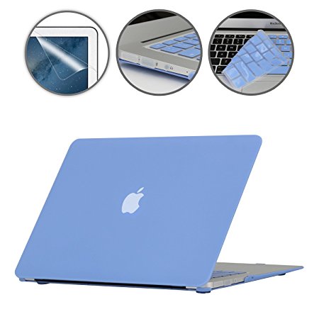 Applefuns(TM) 4IN1 Kit Matte Hard Shell Case   Keyboard Cover   Screen Protector   Dust Plug for Macbook Air 13" (Model:A1369 A1466)- Airy Blue
