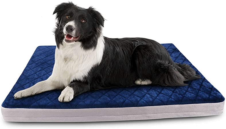 Large Dog Bed Pet Beds Crate Mat Orthopedic Foam Dog Mats for Sleeping Washable Anti Slip Mattress with Removeble Cover