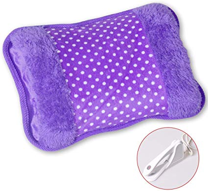 Lemical Electric Hot Water Bottle Explosion Proof Rechargeable Heating Bottle Hot Water Bag Heating Pads Hand Warmer - for Pain Relief Heat Therapy Cramps Arthritis, Purple