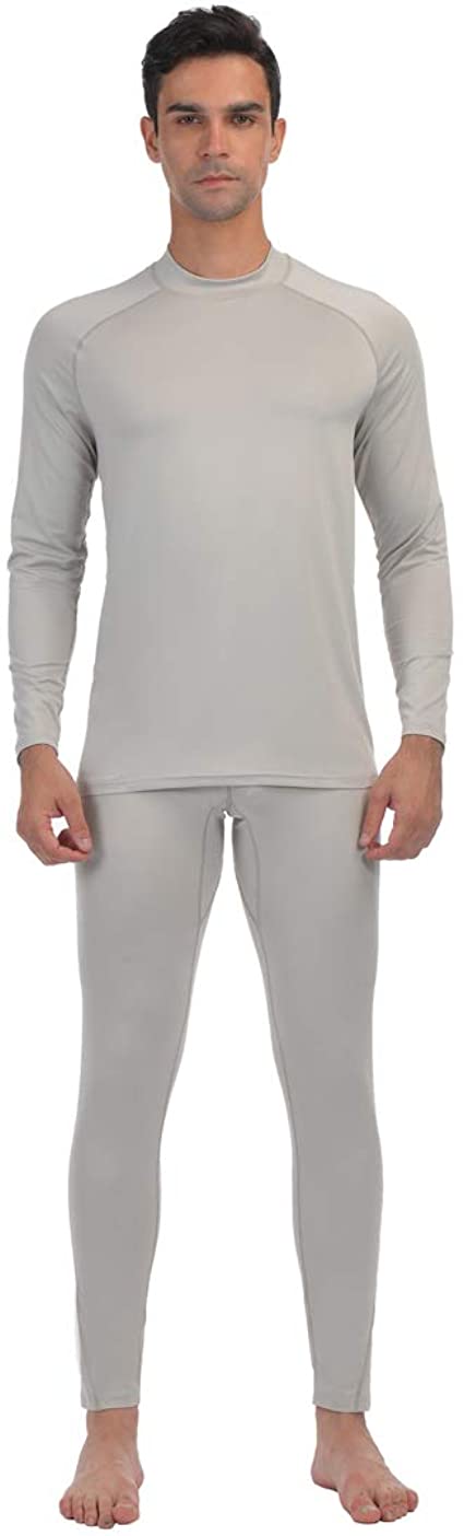 Men's Thermal Underwear Fleece Lined Long John Set Soft Base Layer Top and Bottom