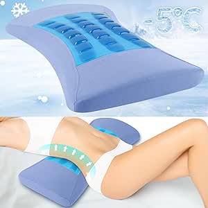 Lumbar Support Pillow for Bed Relief Lower Back Pain with Cooling Gel: Sciatica Lower Back Pillow for Sleeping-Memory Foam Waist Pillow for Side/Back/Stomach Sleepers-Bed Rest Pillow for Car, Sofa