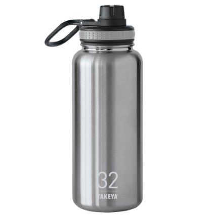 Takeya ThermoFlask Insulated Stainless Steel Water Bottle, 32 oz, Steel