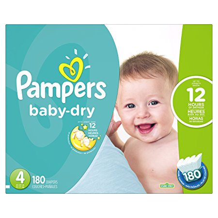 Pampers Baby Dry Disposable Diapers Size 4, 180 Count (Packaging May Vary)