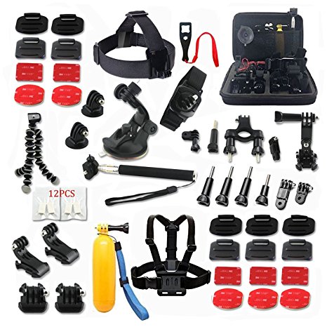 Amazingforless 47-in-1 Sport Accessory Kit for GoPro Hero4 Session Hero 1 2 3 3  4 SJ4000 5000 6000 7000 in Swimming Rowing Skiing Climbing Bike Riding Camping Diving and Other Outdoor Sports
