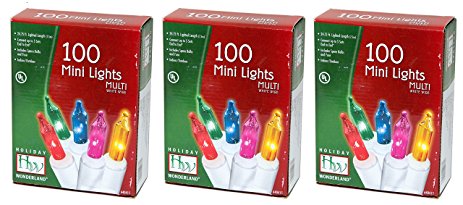 Noma/Inliten Holiday Wonderland's 100 Count Multi Color Christmas Light Set, White Wire (Pack of 3)