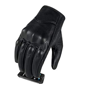 Full finger Goat Skin Leather Touch Screen Motorcycle Gloves Men/Women S,M,L,XL,XXL (Non-Perforated, XL)