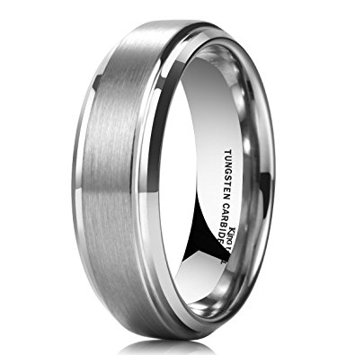 King Will Men's 7mm Tungsten Carbide Ring Diamond Finish Matte Wedding Engagement Band