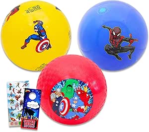 Marvel Avengers Spiderman Playground Ball Set - Bundle with 3 Textured Superhero Playground Balls Featuring Spiderman and Avengers (2 Large, 1 Medium)