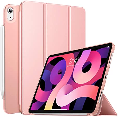 MoKo Case Fit New iPad 10.9 inch, iPad Air 4th Generation Case 2020, Slim Folio Case Smart Trifold Stand with Soft TPU Frosted Translucent Back Cover Fit iPad Air 4 2020, Auto Wake/Sleep, Rose Gold