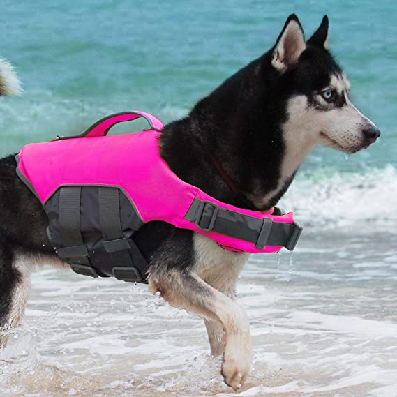 ThinkPet Dog Life Jacket, Reflective Lifesaver with Rescue Handle, Adjustable Floating Vest,High Buoyancy Aid Dog Saver
