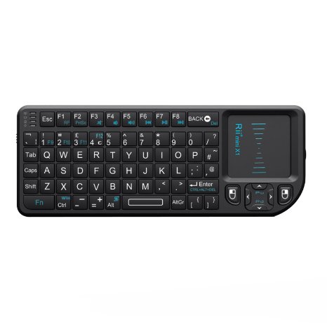 Rii Mini Wireless 2.4GHz Keyboard with Mouse Touchpad Remote Control For PC, PAD, XBox 360, PS3, Google Android TV Box, HTPC, IPTV ,Black UK Layout (mini X1)