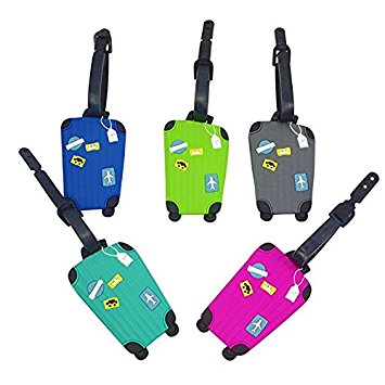 PVC Luggage Tags Aircraft Luggage Labels Address Travel Accessories Handbag Tag Travel Suitcase ID Name-RECTANGLE Identifier Label (5 Pcs)