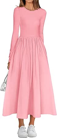 BTFBM Casual Long Sleeve Dresses Fall Dresses Solid Wedding Guest Dress Midi Dress Flowy Bohemian Long Dress