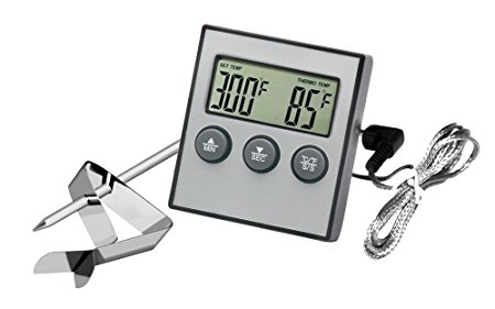 Hotloop Digital Oven Alarm Thermometer & Timer - Baking & Cooking Food Thermometer for BBQ Grill with Probe