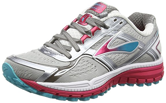 Brooks Women's Ghost 8 Shoes Metallic Charcoal / Bright Rose