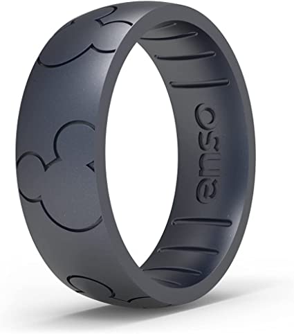 Enso Rings Etched Disney Collection - Classic Silicone Ring - 8mm Wide, 2.16 Thick - Mickie and Minnie