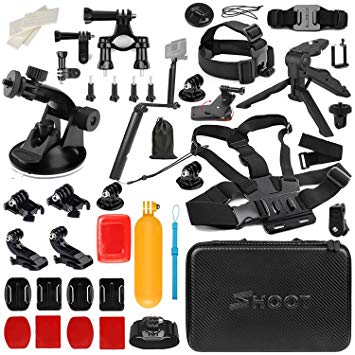 SHOOT 31 in 1 Must Have Accessories Kit with Carrying Case for GoPro Hero 7 Black Silver White/6/5/4/3 /3/5 Session/Hero(2018)/Fusion Campark AKASO DBPOWER Crosstour FITFORT Accessories