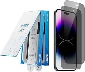 Anker 2 Pack for iPhone 14 Pro Privacy Screen Protector, Anti-Spy HD Tempered-Glass Privacy Screen Protector, Easy Installation Exclusively for iPhone 14 Pro (2-Pack)