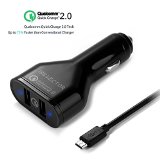 Qualcomm Certified Quick Charger 20 36W Dual USB Ports Rapid Car Charger for Samsung Galaxy S6 S5 Note 5 4 Edge iPhone LG HTC Sony Nexus Lumia