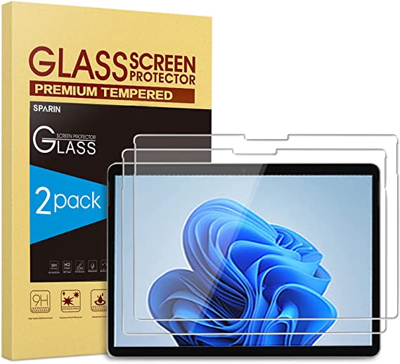 [2 Pack] SPARIN Screen Protector Compatible with Surface Pro 8 2021 (13 Inch) / Surface Pro X 2021/2019, Tempered Glass Screen Protector Support Surface Pen