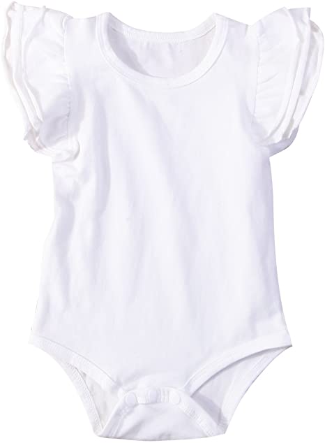 Infant Baby Girl Basic Ruffle Short Sleeve Cotton Romper Bodysuit Tops Clothes