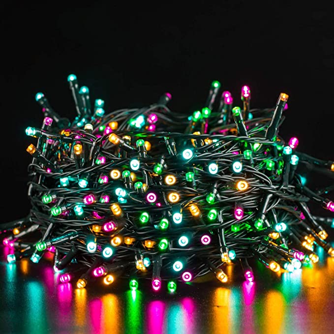 Christmas Lights Quntis Outdoor Indoor 66 Feet 200 LEDs Christmas String Lights 8 Modes Memory Function, Low Voltage LED Christmas Lights Waterproof UL Certified Christmas Tree Fairy String Lights for Holiday ,Christmas Tree, Festival , Birthday Party, Garden Decoration-Muti Color