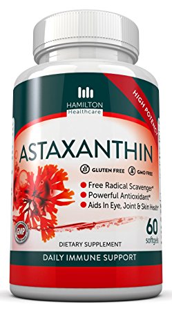 Astaxanthin 10 mg Formula - Supports Cholesterol, Cardiovascular & Eye Health - 60 Softgels by Hamilton Healthcare