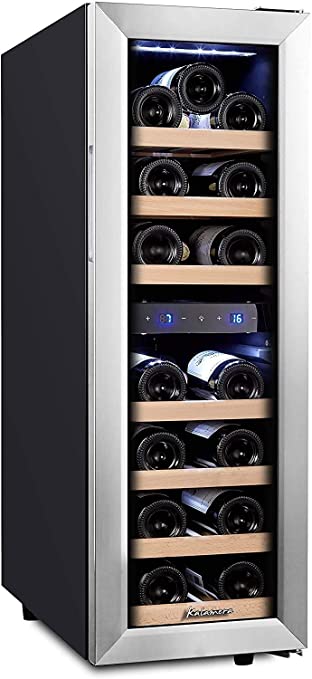 Kalamera Wine fridge,19 Bottle,65L,Freestanding Undercounter Cooler,2 Cooling Zones, stainless steel,Energy class G…
