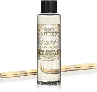 Urban Naturals Christmas Morning Reed Diffuser Refill Oil | Aromatic Rosemary, Eucalyptus, Balsam Spruce, Orange, Cedar, Amber Essential Oils | Includes a Free Set of Scent Sticks! 4oz USA Made