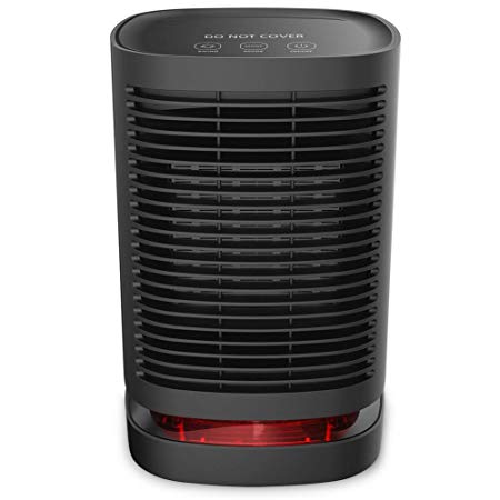 Sendowtek Office Space Heater, 950 Watt Quick Heat Ceramic Space Heater with Adjustable Thermostat/Auto Shut-Off/Quiet for Office/Indoor/Home (Black) (950W)