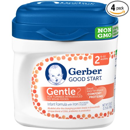 Gerber Good Start Gentle Non-GMO Powder Infant Formula, Stage 2, 27.8 oz (Pack of 4)