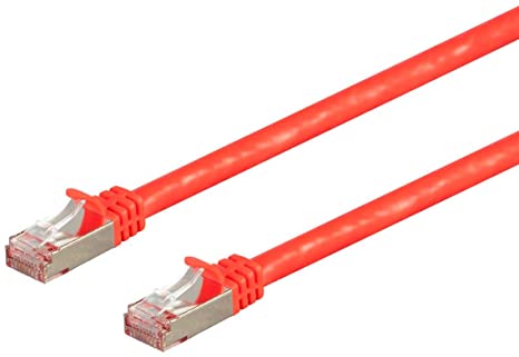 Monoprice 131298  Cat7 Ethernet Network Patch Cable - 0.5 feet - Red | 26AWG, Shielded, (S/FTP) - Entegrade Series