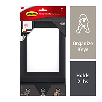 Command Dry Erase Message Center, Slate, 1-Message Center with Key Hooks, 8-Medium Strips (HOM24DEBS-ES)