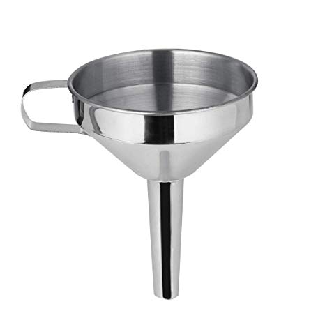 Stainless Steel Funnel, Aieve 4 Inch Strainer Funnel with Filter Kitchen Funnel with Removable Strainer and Handle for Transferring Fluid,Liquid,Oil,Powder,and Making Jam(Silver)